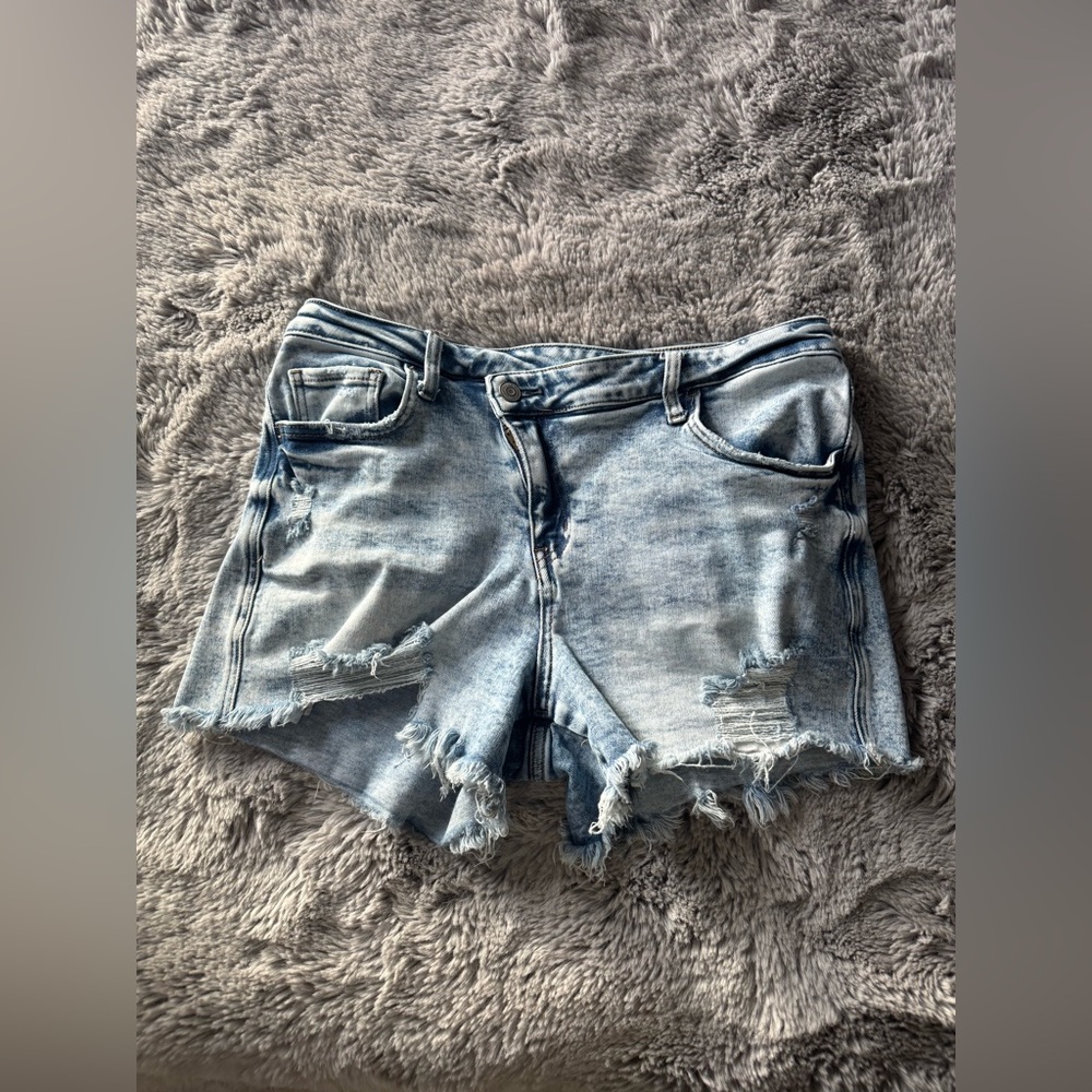 Flying Monkey Distressed Mid Rise Jean Shorts